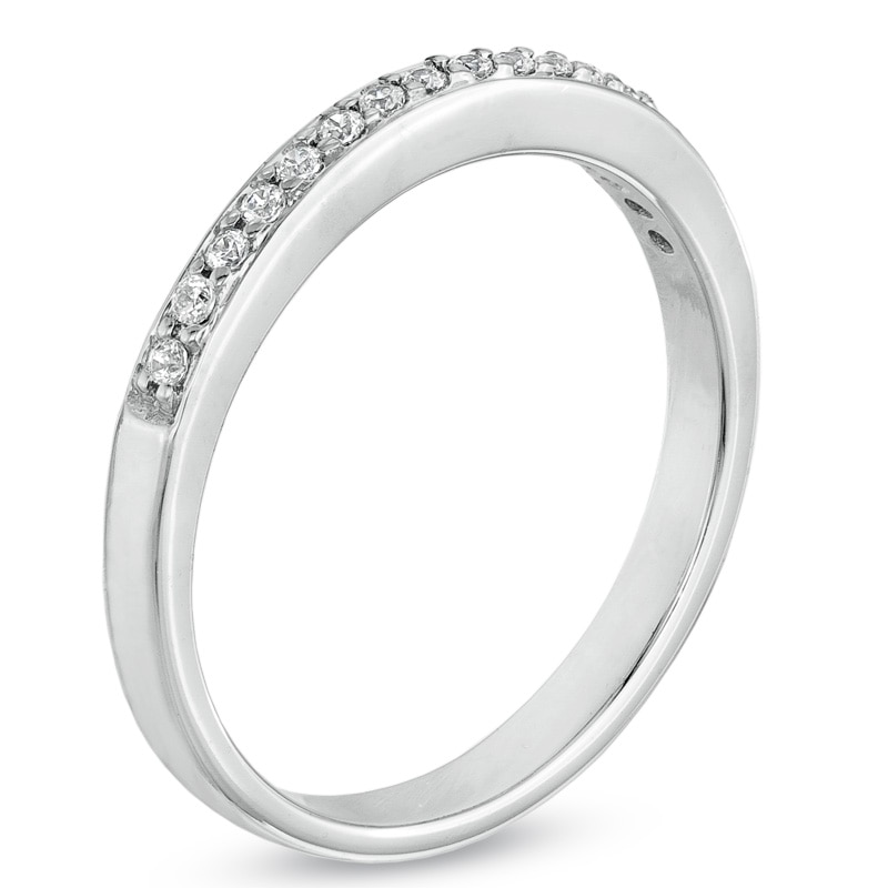 Ladies' 1/10 CT. T.W. Diamond Wedding Band in 10K White Gold