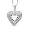 Thumbnail Image 0 of 3/4 CT. T.W. Round and Baguette Diamond Heart Pendant in Sterling Silver