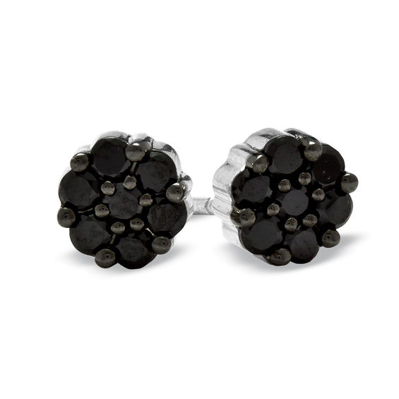 1 2 Ct T W Enhanced Black Diamond Stud Earrings In 10k White Gold T W Enhanced Black Diamond Stud Earrings In 10k White Gold
