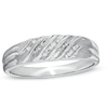 Thumbnail Image 0 of Men's 1/10 CT. T.W. Diamond Multi-Groove Wedding Band in 10K White Gold