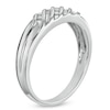 Thumbnail Image 1 of Men's 1/10 CT. T.W. Diamond Multi-Groove Wedding Band in 10K White Gold