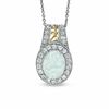 Thumbnail Image 1 of Oval Lab-Created Opal and White Sapphire Pendant in Sterling Silver with 14K Gold Plate