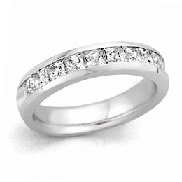1/4 CT. T.W. Certified Princess-Cut Diamond Wedding Band in 14K White Gold (I/SI2)