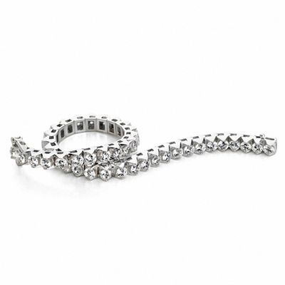 Oval Amethyst and Diamond Accent Tennis Bracelet in Sterling Silver - 7.5