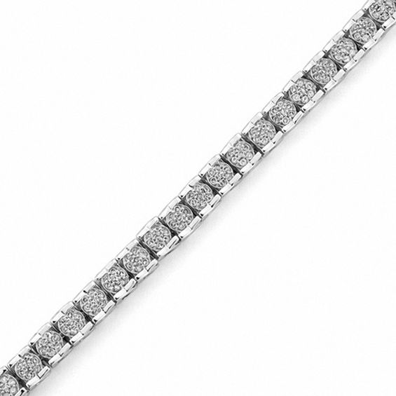 3 CT. T.w. Diamond Cluster Tennis Bracelet in Sterling Silver (H-I/I2-I3)