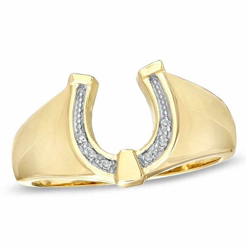 Men's Diamond Accent Horseshoe Ring in 10K Gold