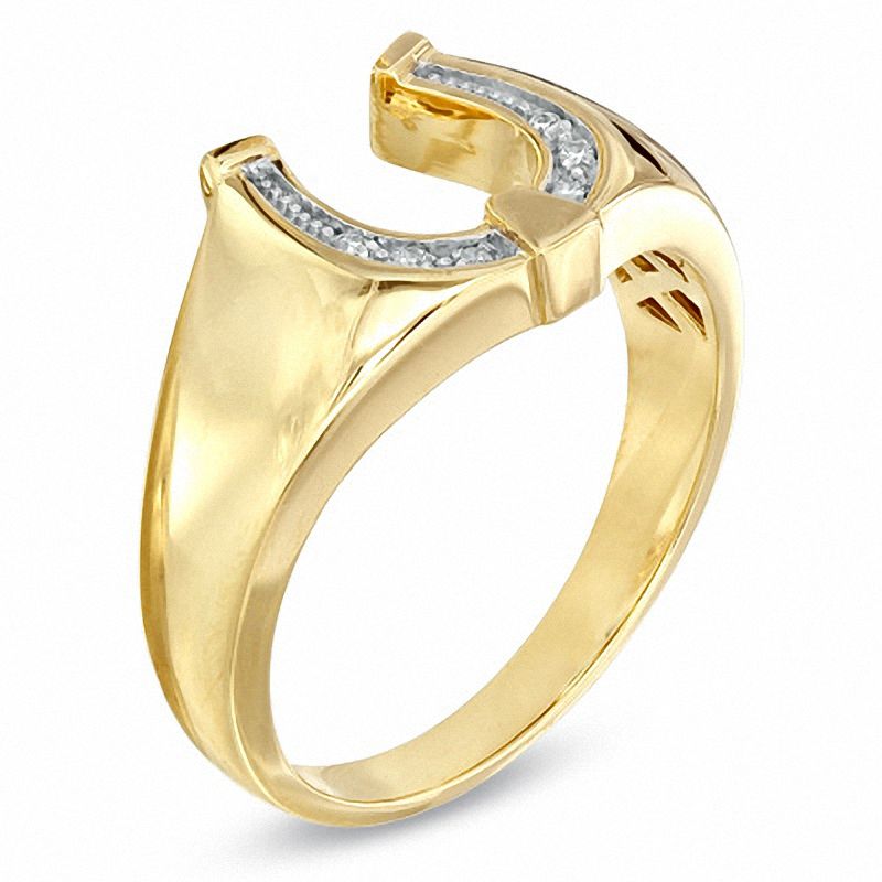 Men s Diamond Accent Horseshoe Ring in 10K Gold Zales