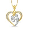 Thumbnail Image 0 of Diamond Accent Heart-Shaped Motherly Love Pendant in 10K Two-Tone Gold