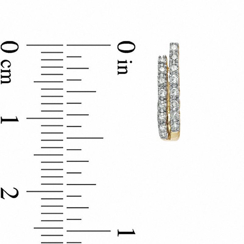 Main Image 2 of 1/5 CT. T.W. Diamond Double Row Hoop Earrings in 10K Gold