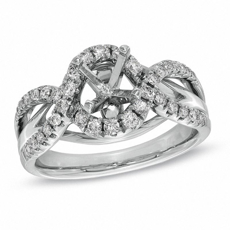 Main Image 1 of 1/2 CT. T.W. Diamond Swirl Semi-Mount in 14K White Gold
