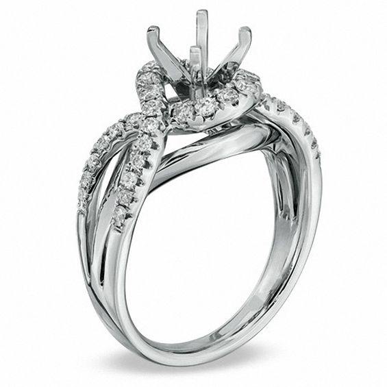 1/2 CT. T.w. Diamond Swirl Semi-Mount in 14K White Gold