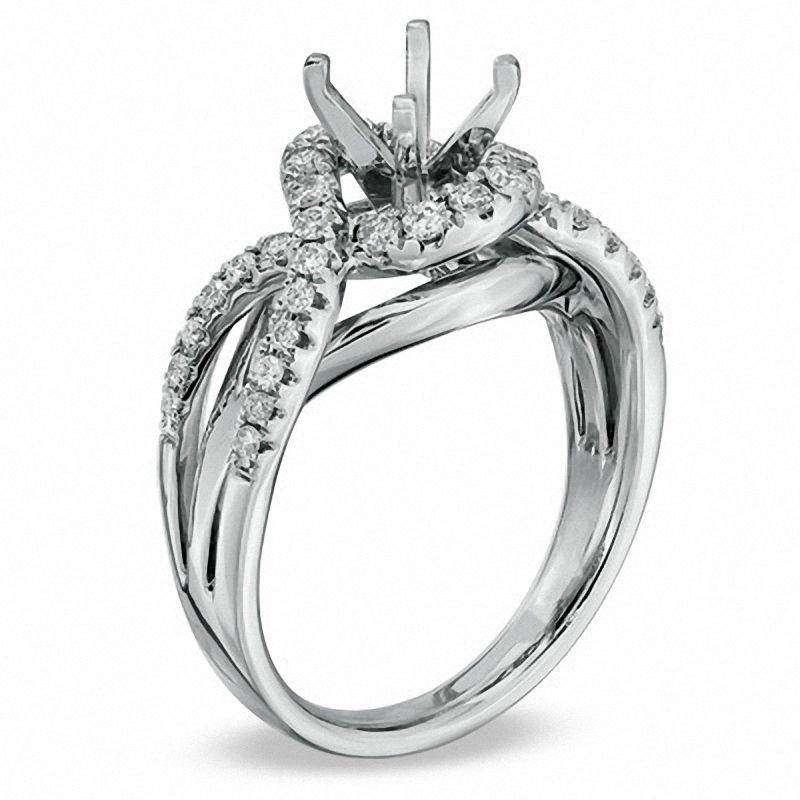 Main Image 2 of 1/2 CT. T.W. Diamond Swirl Semi-Mount in 14K White Gold