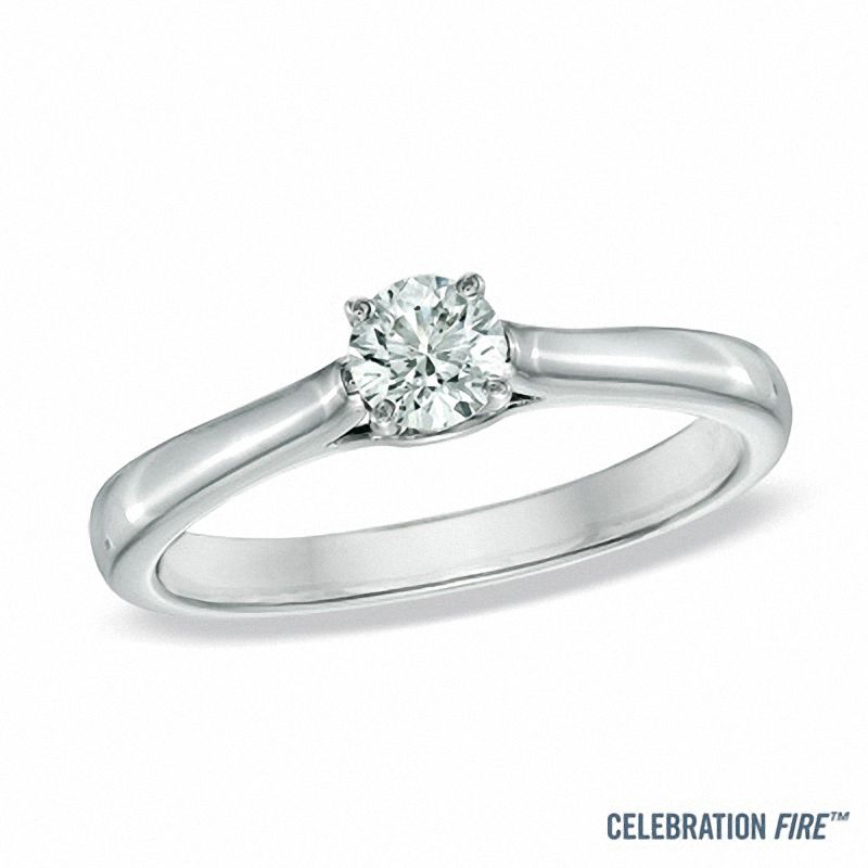 Celebration Fire® 1/3 CT. Diamond Solitaire Engagement Ring in 14K White Gold (H-I/SI1-SI2)