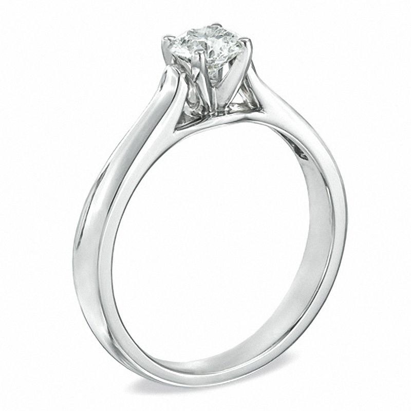 Main Image 2 of Celebration Fire® 1/2 CT. Diamond Solitaire Engagement Ring in 14K White Gold (H-I/SI1-SI2)