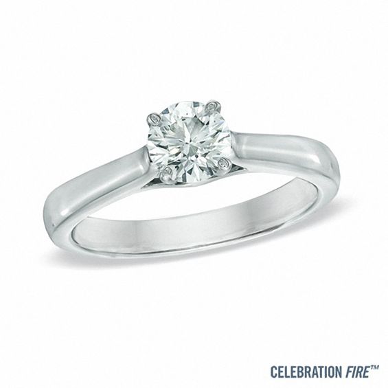 Celebration Fire® 5/8 CT. Diamond Solitaire Engagement Ring in 14K White Gold (H-I/Si1-Si2)