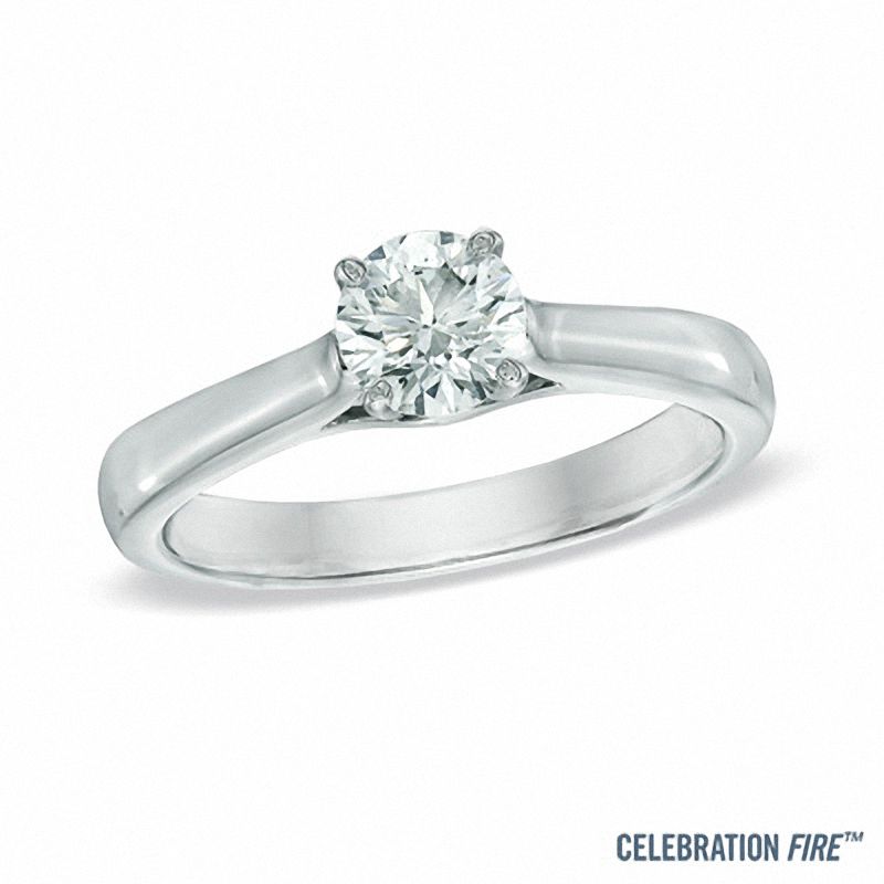 Main Image 1 of Celebration Fire® 5/8 CT. Diamond Solitaire Engagement Ring in 14K White Gold (H-I/SI1-SI2)