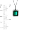 Thumbnail Image 1 of Lab-Created Emerald and White Sapphire Drop Pendant in Sterling Silver