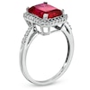 Thumbnail Image 1 of Emerald-Cut Lab-Created Ruby and White Sapphire Ring in Sterling Silver
