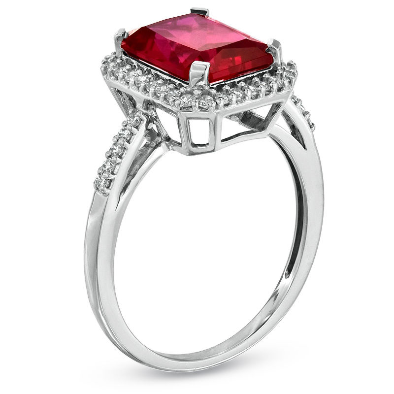 Oval Lab-Created Ruby and White Sapphire Tri-Sides Ring in 10K Gold | Zales  Outlet