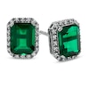 Thumbnail Image 0 of Lab-Created Emerald and White Sapphire Stud Earrings in Sterling Silver