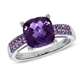 Cushion-Cut Amethyst Ring in Sterling Silver