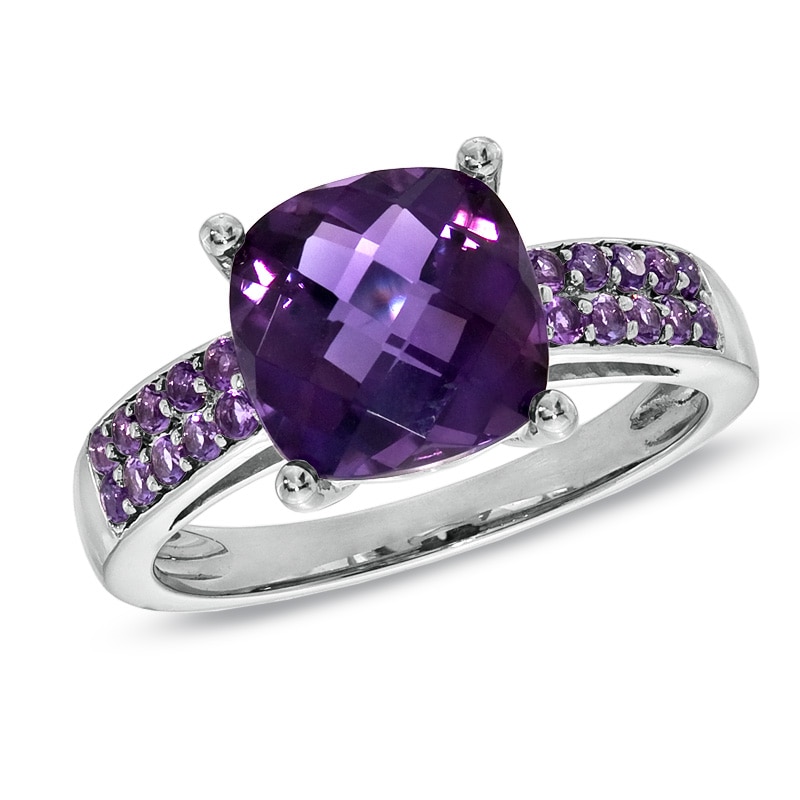 Main Image 1 of Cushion-Cut Amethyst Ring in Sterling Silver
