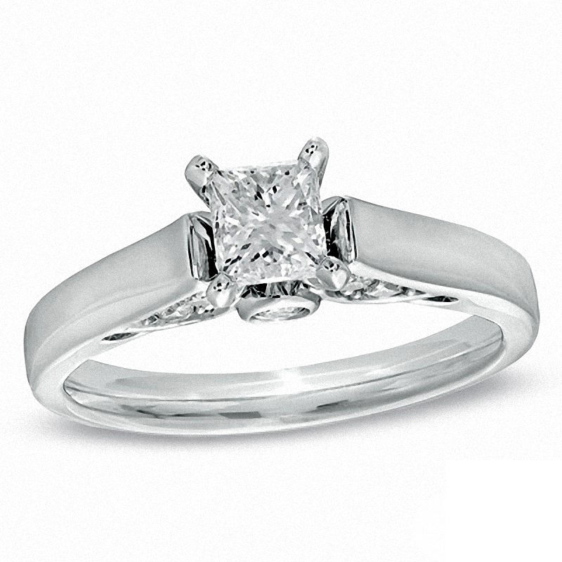Main Image 1 of 1 CT. T.W. Certified Canadian Princess-Cut Diamond Engagement Ring in 14K White Gold (I/I1)