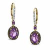 Thumbnail Image 1 of Oval Amethyst, Smoky Quartz and Diamond Accent Earrings in 10K Gold