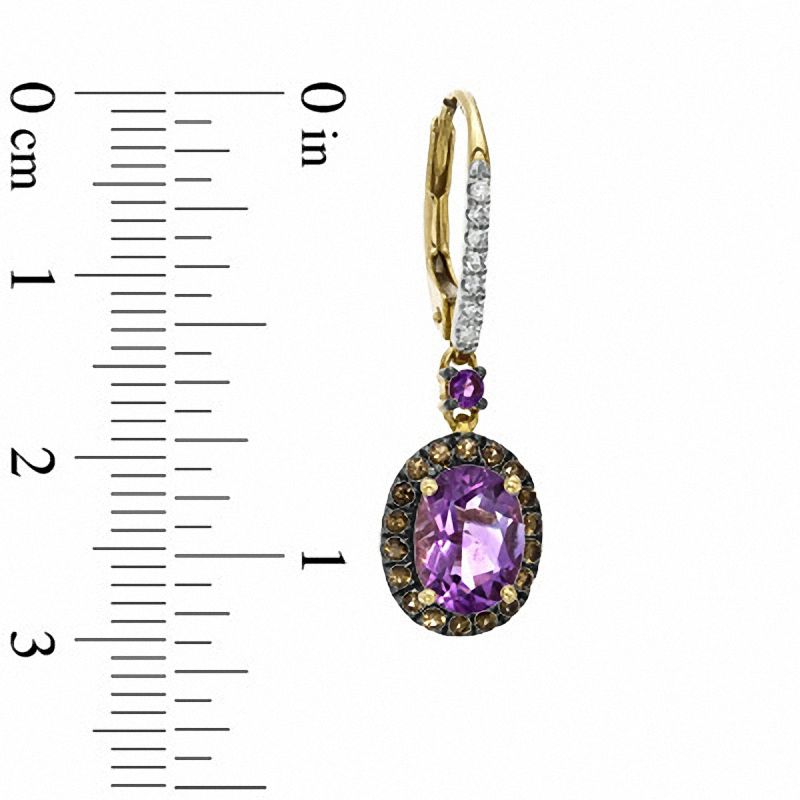 Main Image 2 of Oval Amethyst, Smoky Quartz and Diamond Accent Earrings in 10K Gold