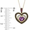 Heart-Shaped Amethyst, Smoky Quartz, Pink Tourmaline and Diamond Accent Triple Heart Pendant in 10K Gold