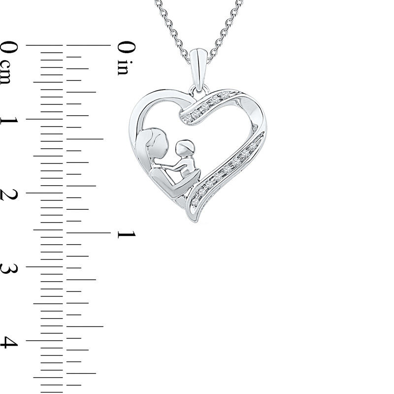 Diamond Accent Motherly Love Heart Pendant in Sterling Silver