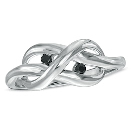 1/20 CT. T.W. Black Diamond Infinity Knot Ring in Sterling Silver