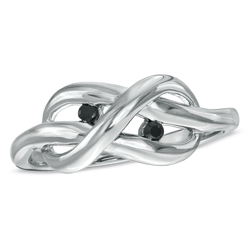 Main Image 1 of 1/20 CT. T.W. Black Diamond Infinity Knot Ring in Sterling Silver