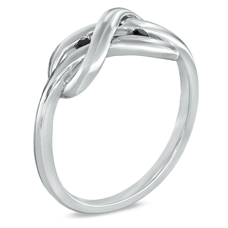 Main Image 2 of 1/20 CT. T.W. Black Diamond Infinity Knot Ring in Sterling Silver