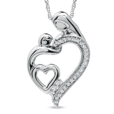 Real Solid 9K Yellow Gold Double Heart Pendant Simulated Diamond Chain Necklace