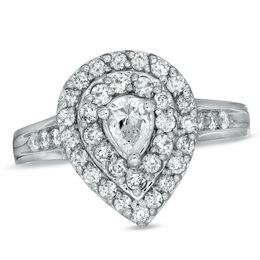 View All Clearance Zales T W Diamond Pear Shaped Cer Frame Engagement Ring In 14k White Gold