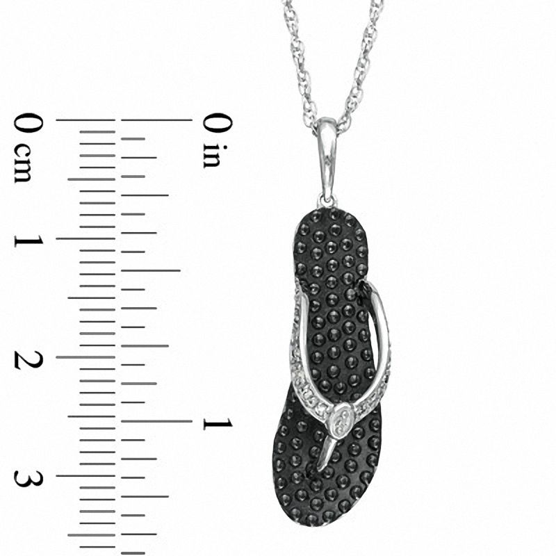 Diamond Accent Textured Flip-Flop Pendant in Sterling Silver
