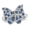 Thumbnail Image 0 of Lab-Created Blue Sapphire Butterfly Ring in Sterling Silver