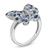 Thumbnail Image 1 of Lab-Created Blue Sapphire Butterfly Ring in Sterling Silver
