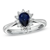 Thumbnail Image 0 of Lab-Created Blue and White Sapphire Ring in Sterling Silver