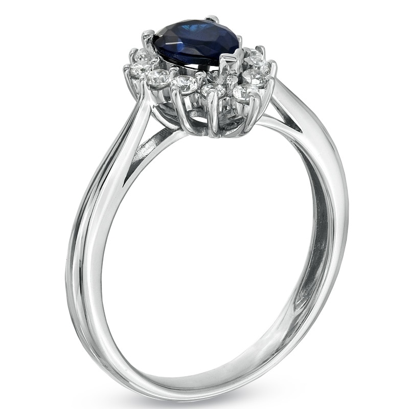 Lab-Created Blue and White Sapphire Ring in Sterling Silver