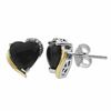 Thumbnail Image 0 of Heart-Shaped Onyx and Diamond Accent Stud Earrings in Sterling Silver and 14K Gold