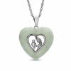 Thumbnail Image 0 of Heart-Shaped Green Jade Motherly Love Pendant in Sterling Silver