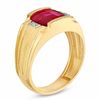 Thumbnail Image 1 of Men's Cushion-Cut Lab-Created Ruby and Diamond Accent Ring in 10K Gold