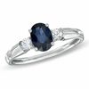 Thumbnail Image 1 of Oval Blue and White Sapphire Ring in 10K White Gold