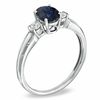 Thumbnail Image 2 of Oval Blue and White Sapphire Ring in 10K White Gold