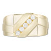 Thumbnail Image 3 of 1/3 CT. T.W. Diamond Slant Satin Wedding Band in 10K Gold