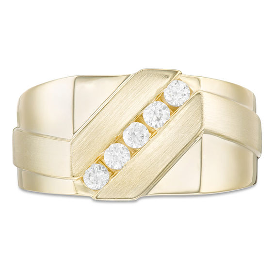 1/3 CT. T.w. Diamond Slant Satin Wedding Band in 10K Gold