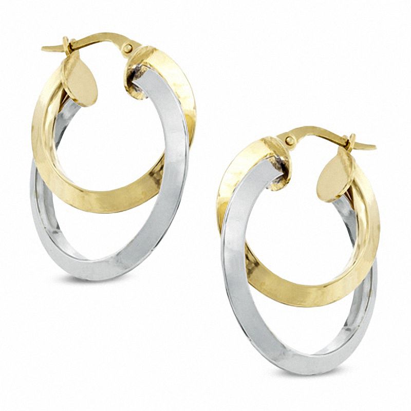 Main Image 1 of Double Hoop Earrings in Sterling with 14K Gold Plate