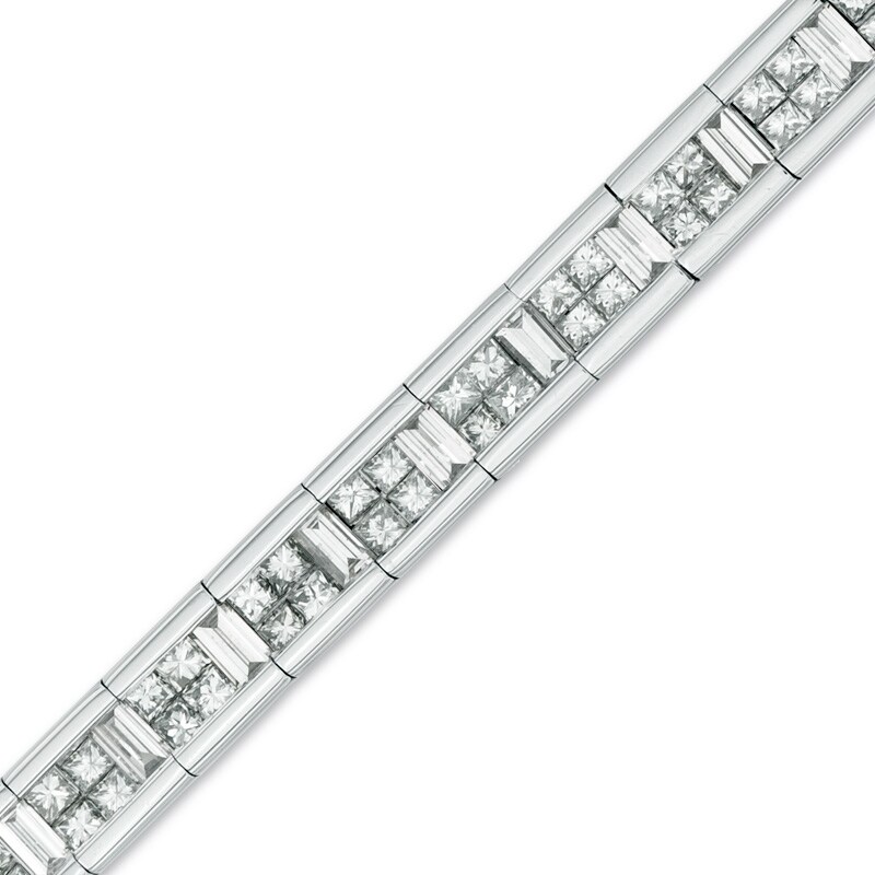 Main Image 1 of 4-3/8 CT. T.W. Princess-Cut Diamond Tennis Bracelet in 14K White Gold